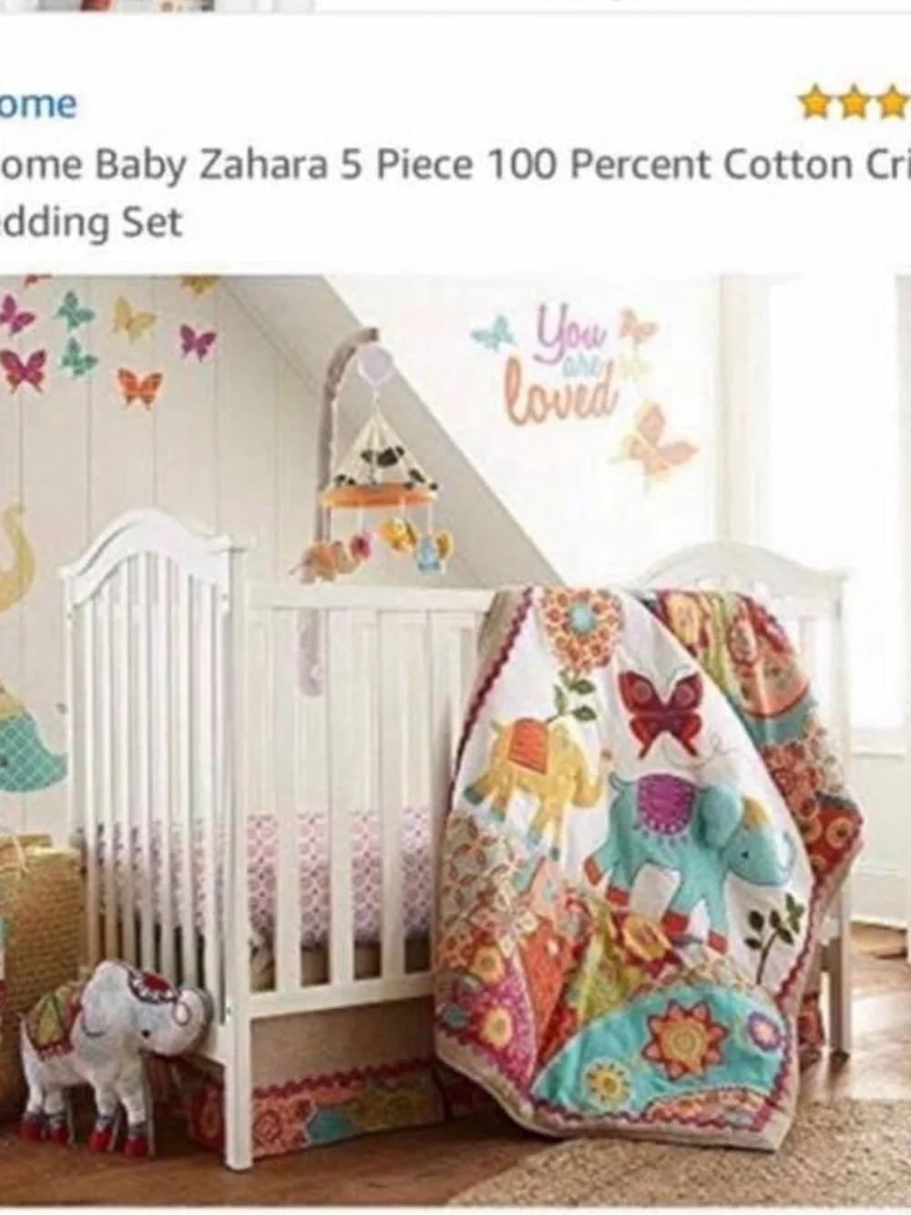 NIB Levtex Baby Zahara Elephant Butterfly Wall Decals Nursery Decor